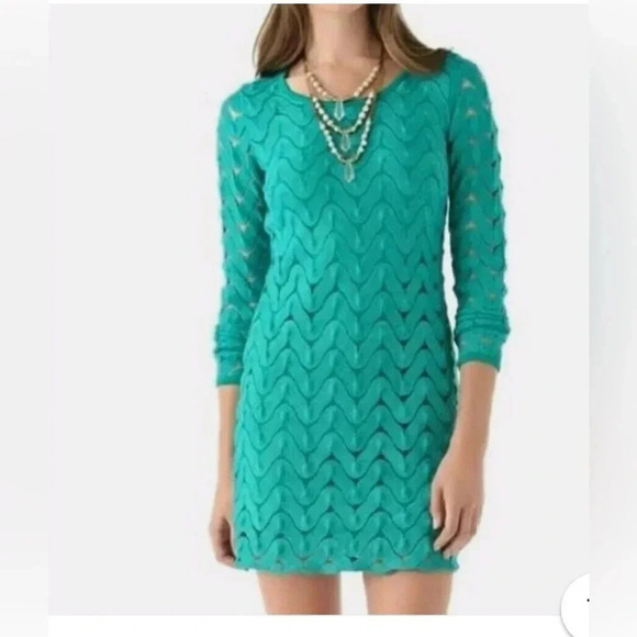 Free People Wild Thing Green Cutout Open Back Zigzag Tunic Dress - L - Picture 3 of 8